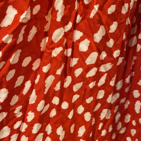 Red with white polka dot mid length dress-Size Large - Picture 2 of 6